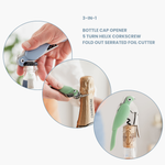 UBERSTAR Budgie Bottle Opener Corkscrew: Blue