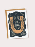 Pob Lwc Horseshoe Card - Welsh Language, Good Luck
