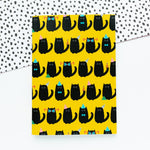 Black Cat Print Plain A6 Notebook | Halloween Stationery