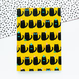 Black Cat Print Plain A6 Notebook | Halloween Stationery