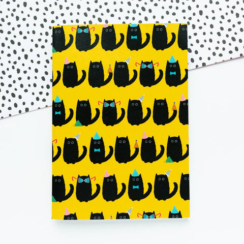Black Cat Print Plain A6 Notebook | Halloween Stationery