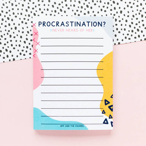 Procrastination Lined A6 Notepad | Recycled Stationery