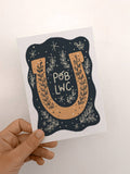 Pob Lwc Horseshoe Card - Welsh Language, Good Luck