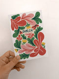 Diolch Coastal Floral Thank You Card - Welsh/Cymraeg