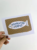 Welsh Language Fish Birthday Card 'Penblwydd Hapus'