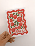 I Love You Red Roses Card - Valentine's Day, Love  